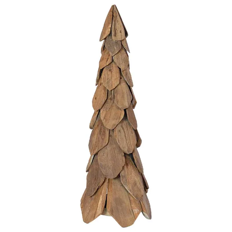 Sapin de Noël avec support Marron 80 cm Bois de teck solide - 2