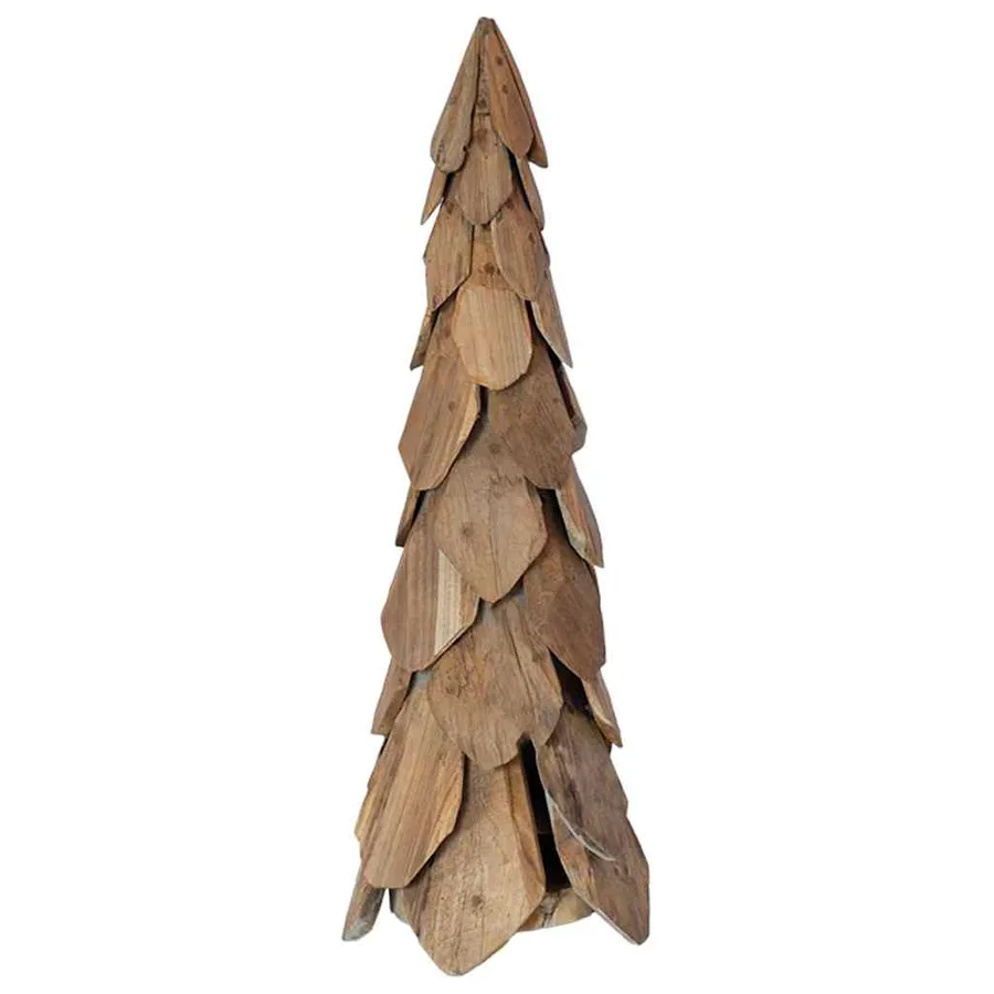 Sapin de Noël avec support Marron 80 cm Bois de teck solide - 6
