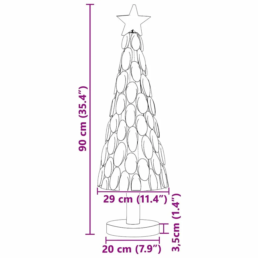 Sapin de Noël avec support Marron 90 cm Bois de teck solide - 8
