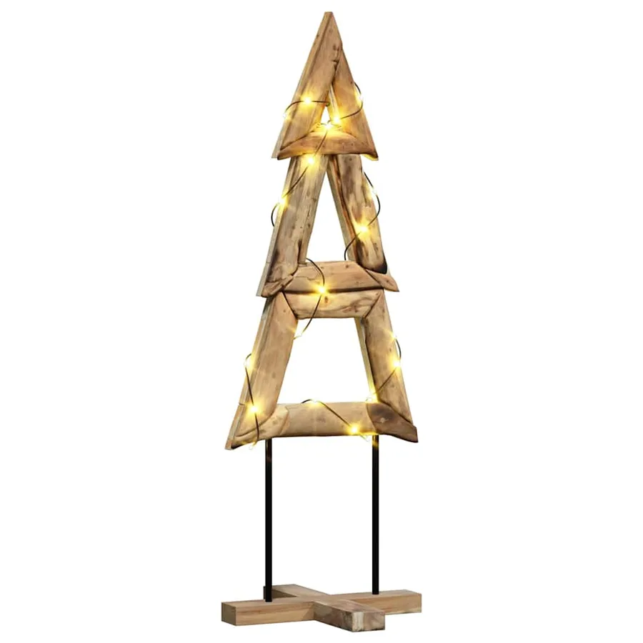 Sapin de Noël avec support Marron 120 cm Bois de teck solide - 3