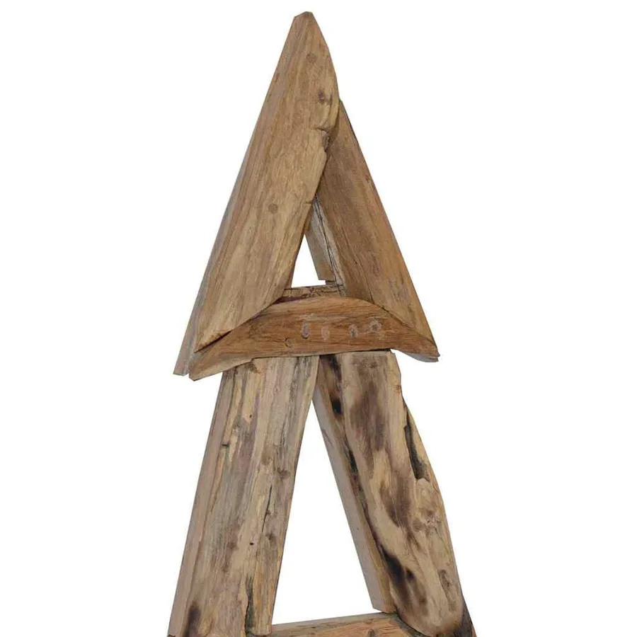 Sapin de Noël avec support Marron 120 cm Bois de teck solide - 7