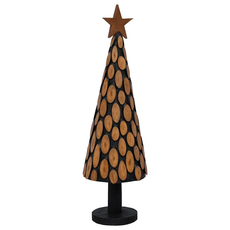 Sapin de Noël avec support Marron 149 cm Bois de teck solide - 2