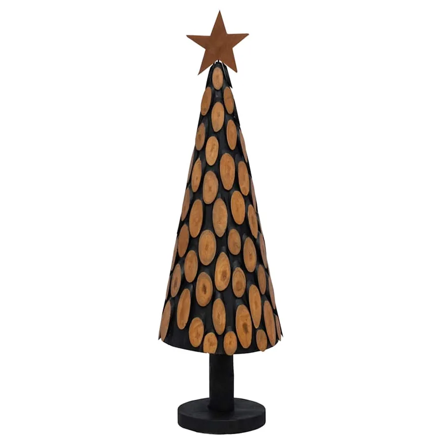 Sapin de Noël avec support Marron 149 cm Bois de teck solide - 6