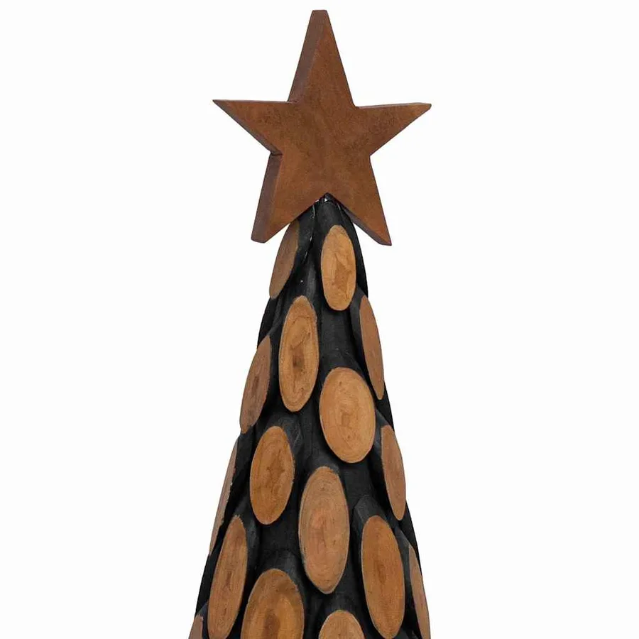 Sapin de Noël avec support Marron 149 cm Bois de teck solide - 7