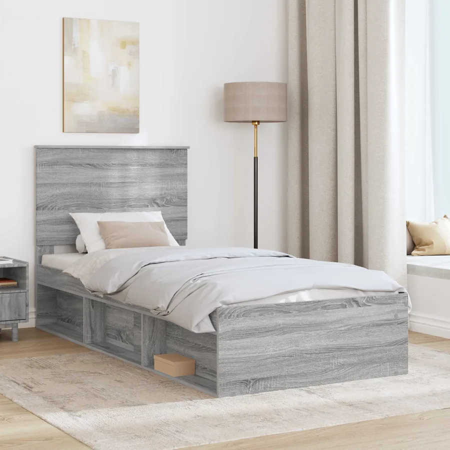 Cadre de lit Gris Sonoma 100 x 200 cm Bois de pin massif - 3
