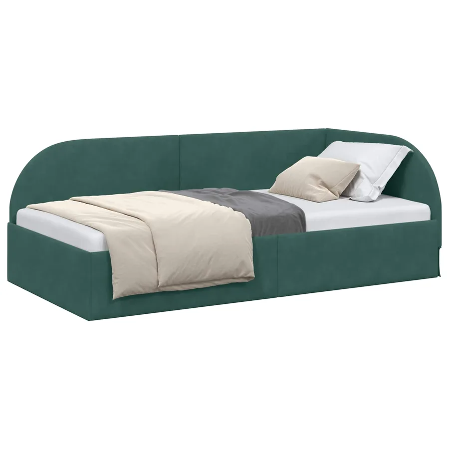 Cadre de lit d'angle Vert foncé 90 cm x 190 cm Velours - 2