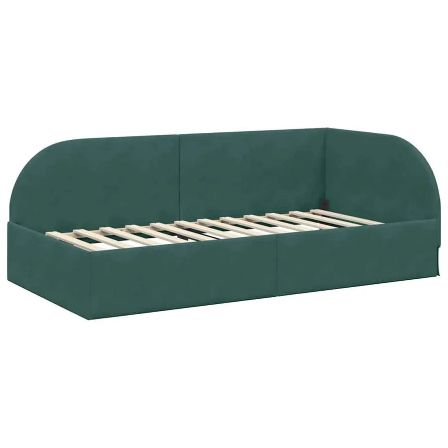 Cadre de lit d'angle Vert foncé 90 cm x 190 cm Velours - 4