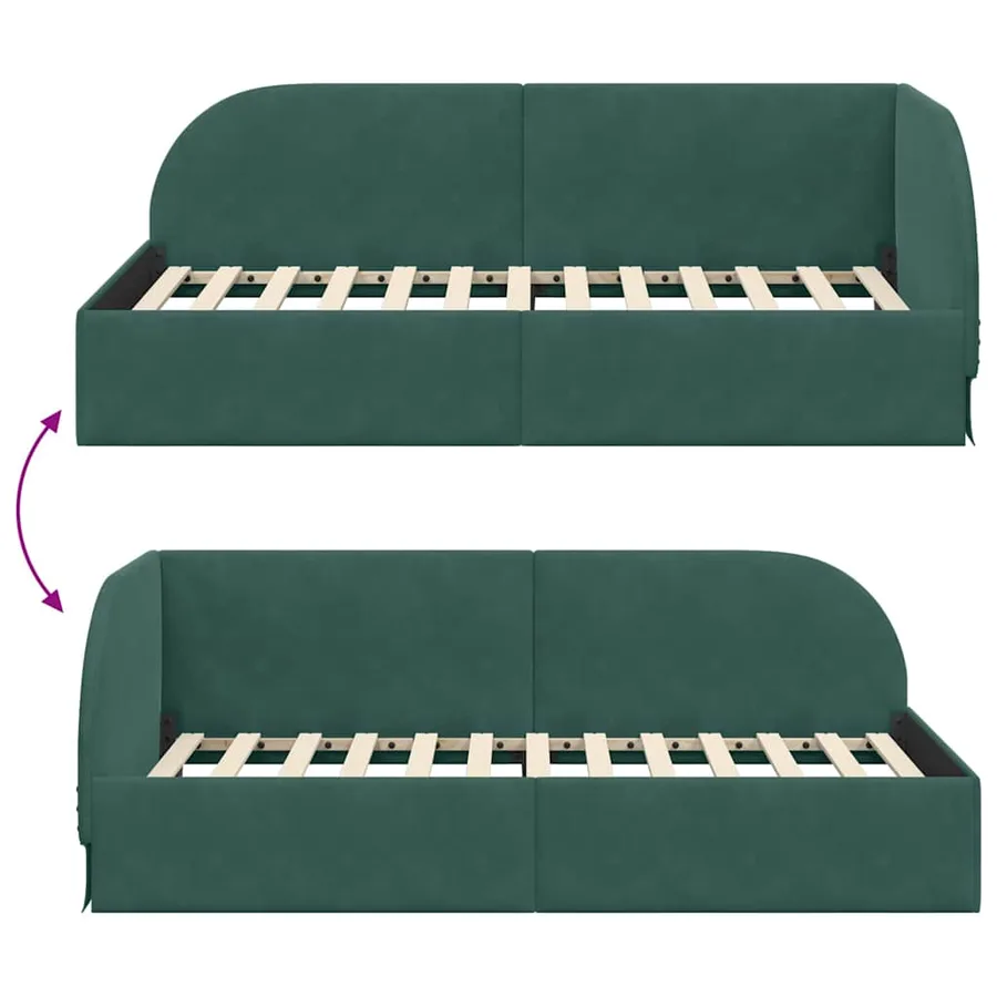 Cadre de lit d'angle Vert foncé 90 cm x 190 cm Velours - 9