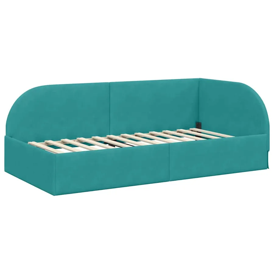 Cadre de lit d'angle Turquoise 90 cm x 190 cm Velours - 4