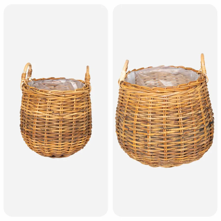 Panier à Plantes avec stockage 2 pc Brun Naturel Rattan Kubu - 4