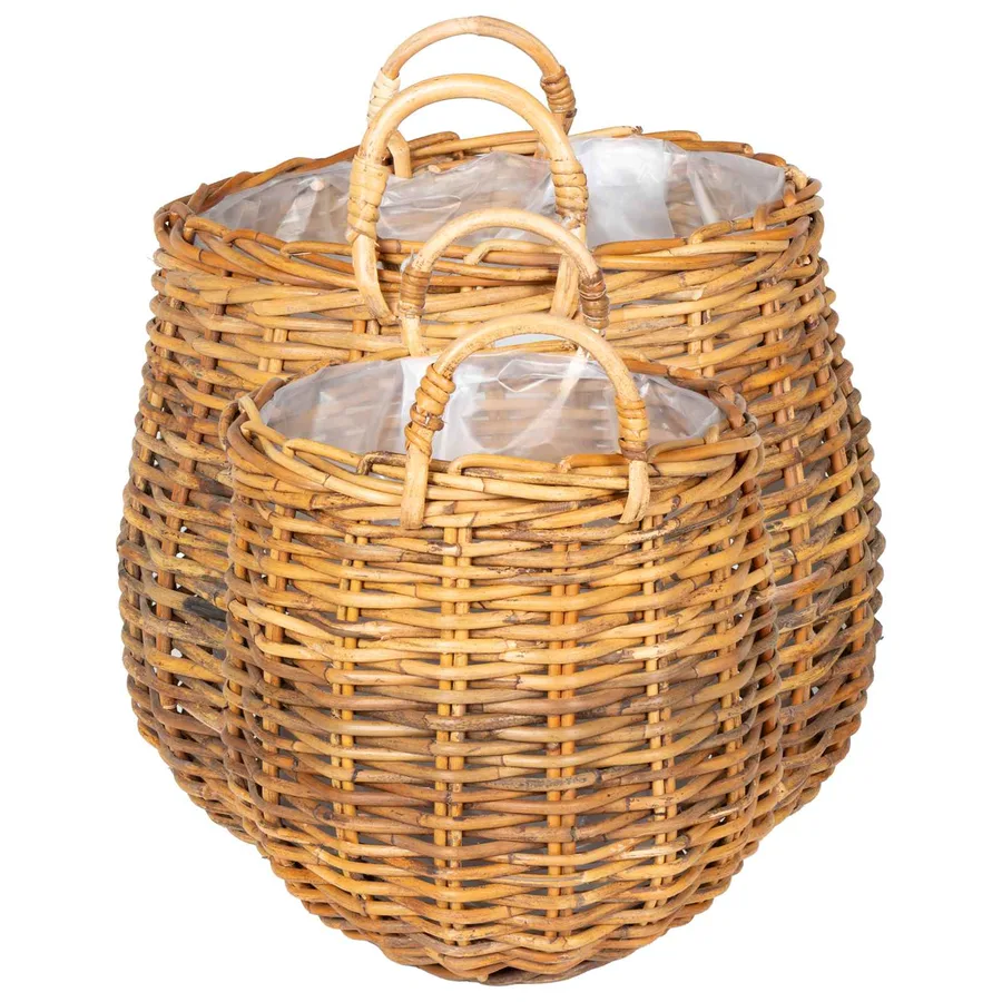Panier à Plantes avec stockage 2 pc Brun Naturel Rattan Kubu - 5
