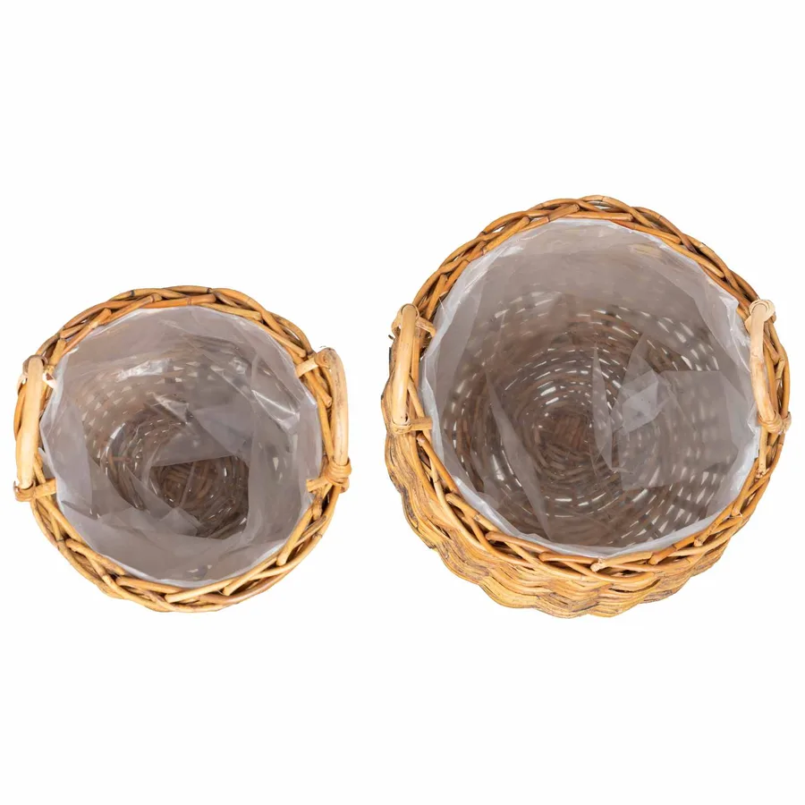 Panier à Plantes avec stockage 2 pc Brun Naturel Rattan Kubu - 6