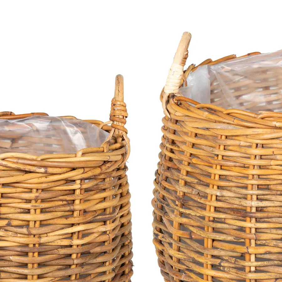 Panier à Plantes avec stockage 2 pc Brun Naturel Rattan Kubu - 7