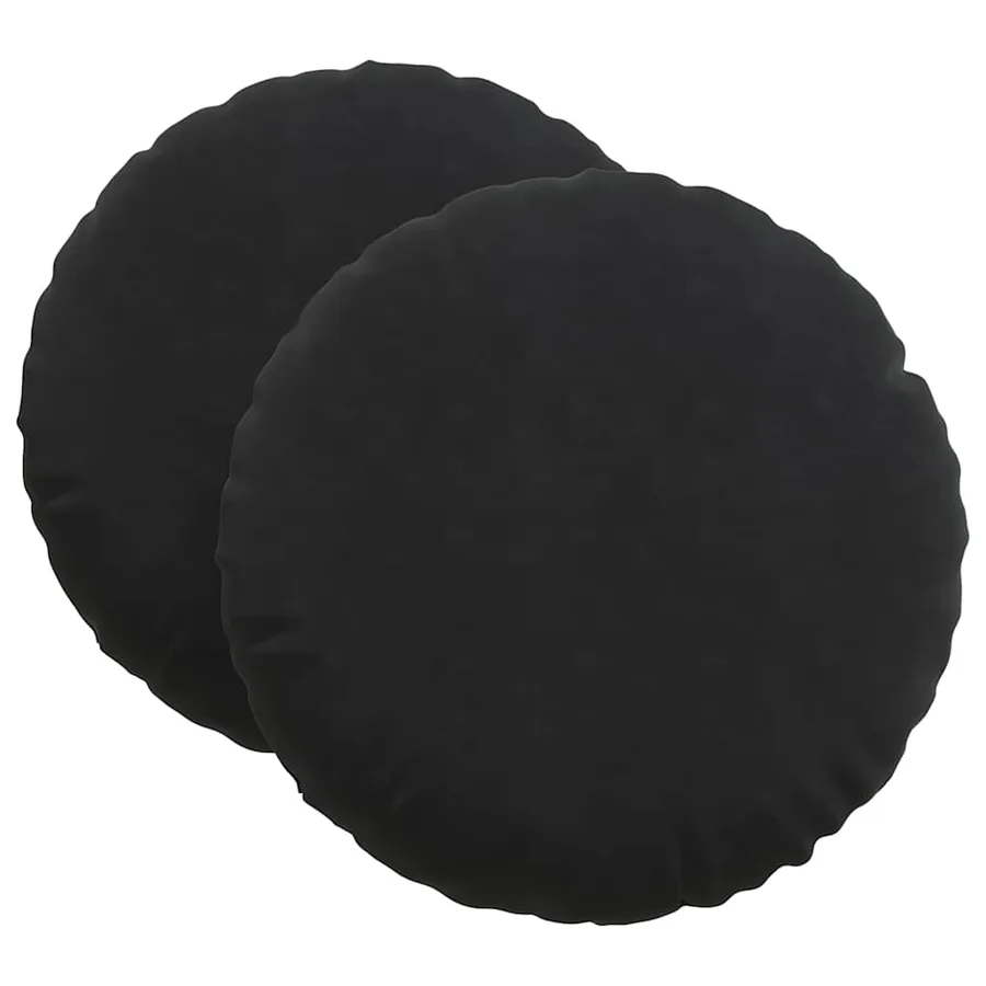 Coussins de siège 2 pcs Noir Ø60 x 21 cm Velours - 2