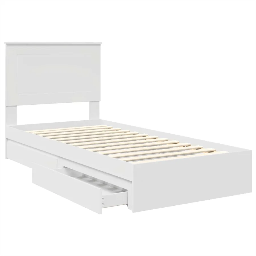 Lit de Rangement Blanc 90 x 200 cm Bois d'ingénierie - 5