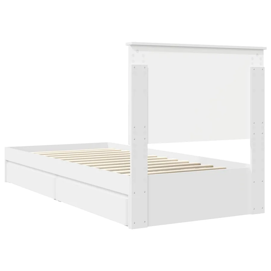 Lit de Rangement Blanc 90 x 200 cm Bois d'ingénierie - 8