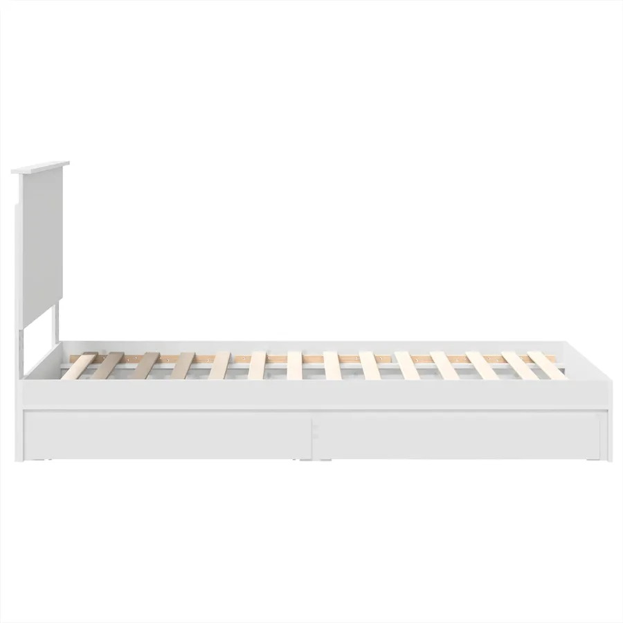 Lit de Rangement Blanc 90 x 200 cm Bois d'ingénierie - 9