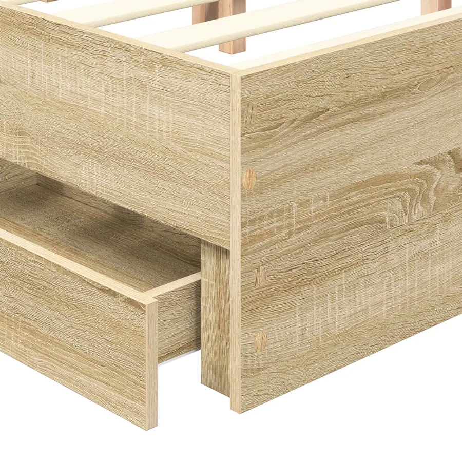 Cadre de lit Chêne Sonoma 200 x 200 cm Bois Ingénierie - 11
