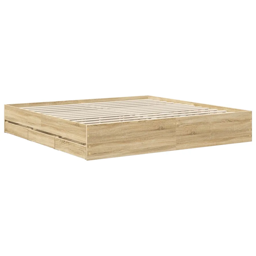 Cadre de lit Chêne Sonoma 200 x 200 cm Bois Ingénierie - 6