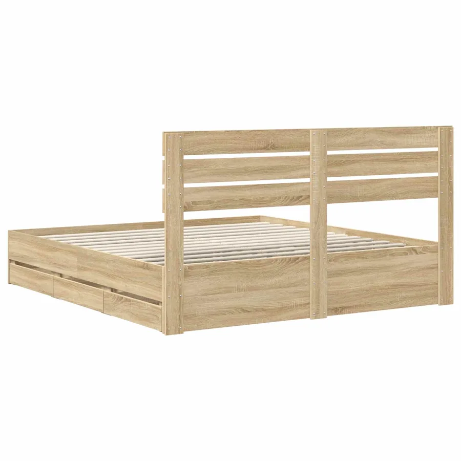 Cadre de lit Chêne Sonoma 200 x 200 cm Bois Ingénierie - 8