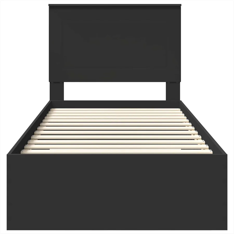 Cadre de lit Noir et argent 100 x 200 cm Bois d'ingénierie - 7