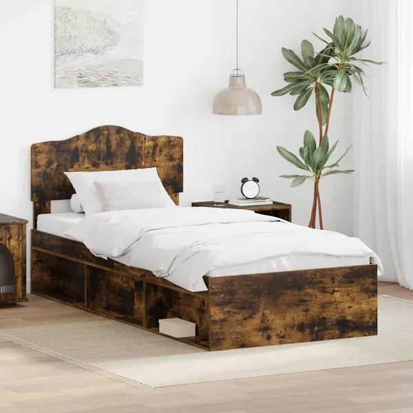 Cadre de lit Chêne fumé 100 x 200 cm Bois de pin massif