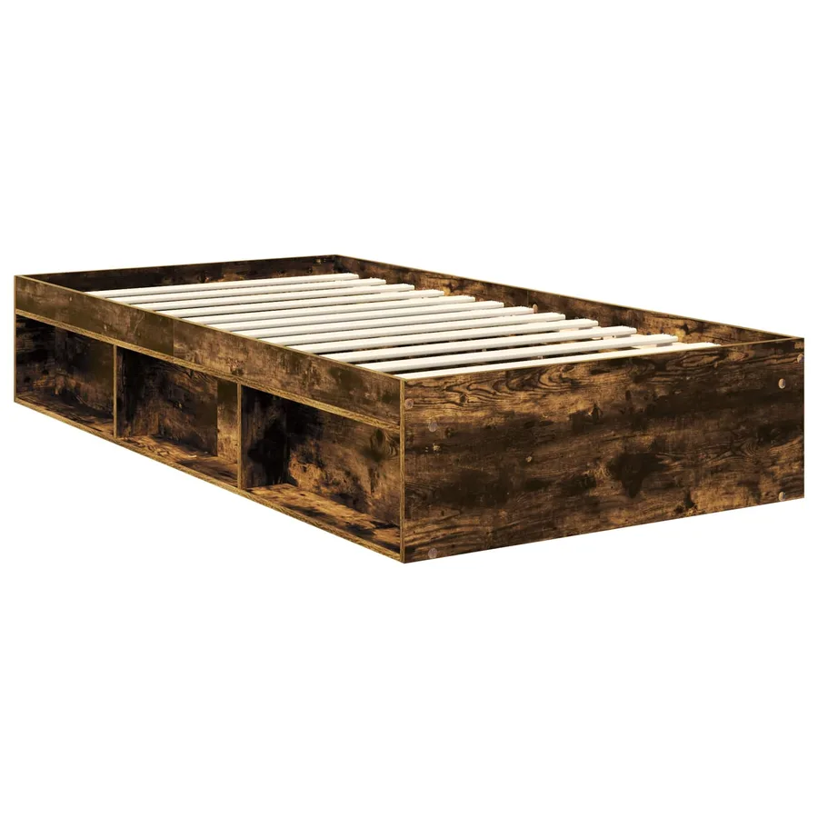 Cadre de lit Chêne fumé 100 x 200 cm Bois de pin massif - 5