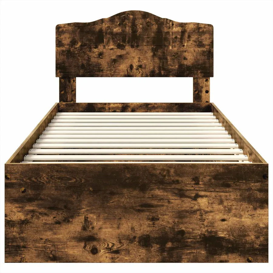 Cadre de lit Chêne fumé 100 x 200 cm Bois de pin massif - 7