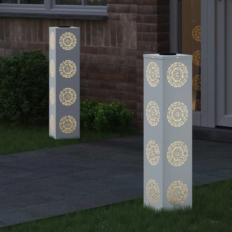Lumière de chemin LED solaire 2 pcs Blanc chaud 18 x 18 x 80 cm - 3