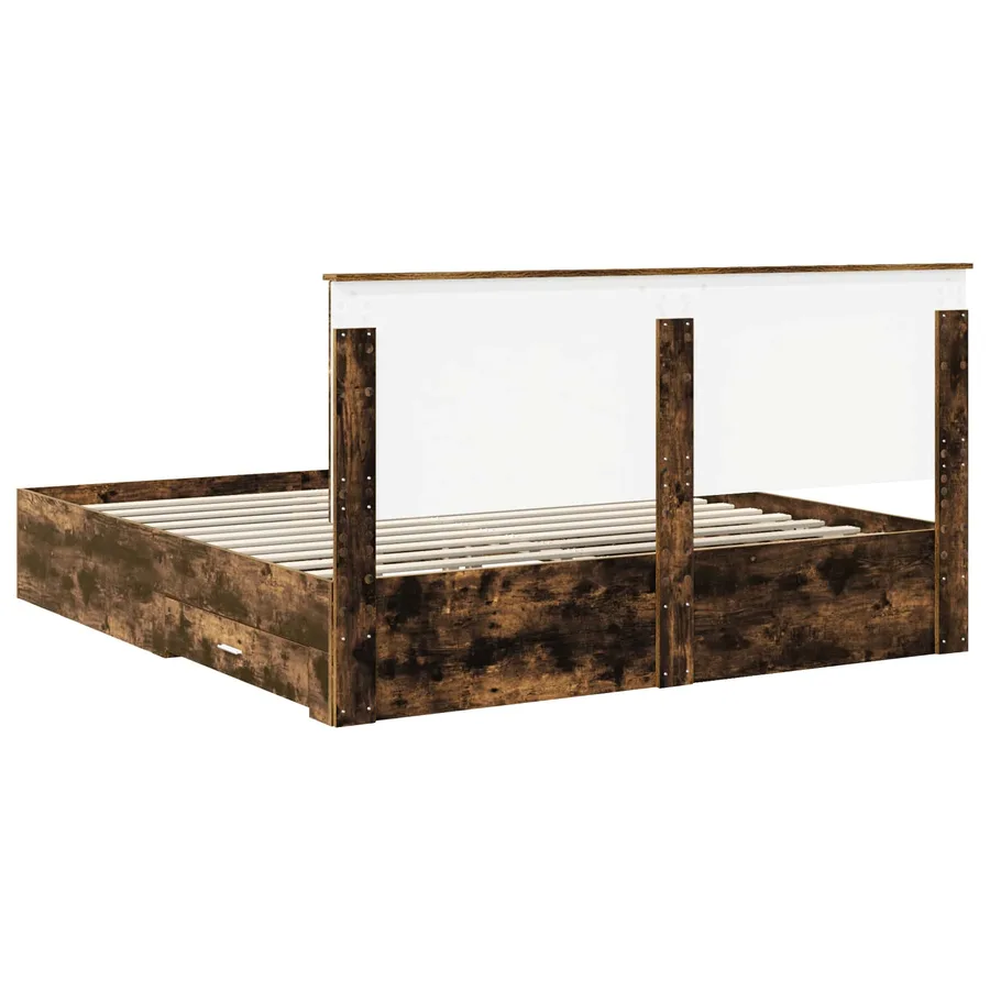 Cadre de lit Chêne fumé 200 x 200 cm Bois d'ingénierie - 8