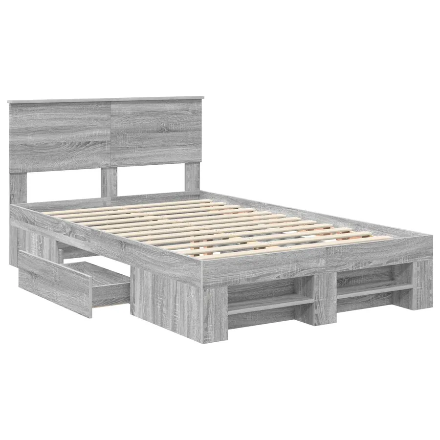 Cadre de lit Gris Sonoma 137 x 203 cm Bois d'ingénierie - 5