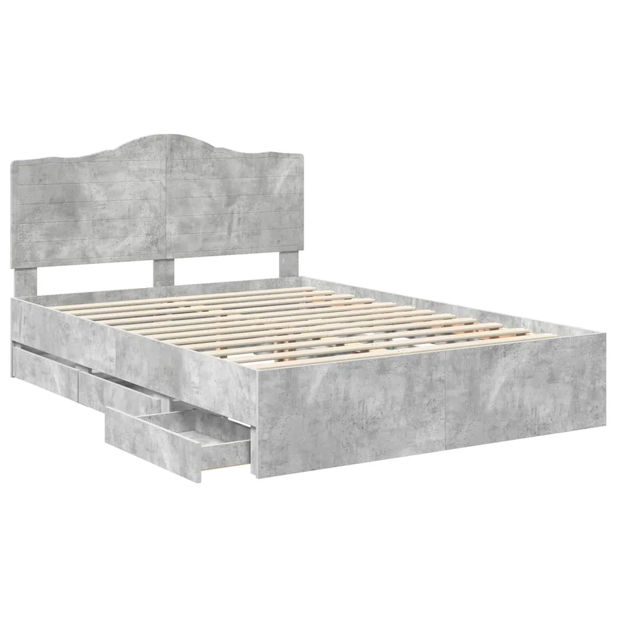 Cadre de lit Gris béton 160 x 200 cm Bois Ingénierie - 5
