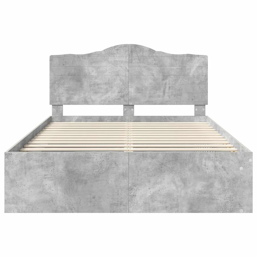 Cadre de lit avec tête de lit Béton 160 x 200 cm Pin massif - 7