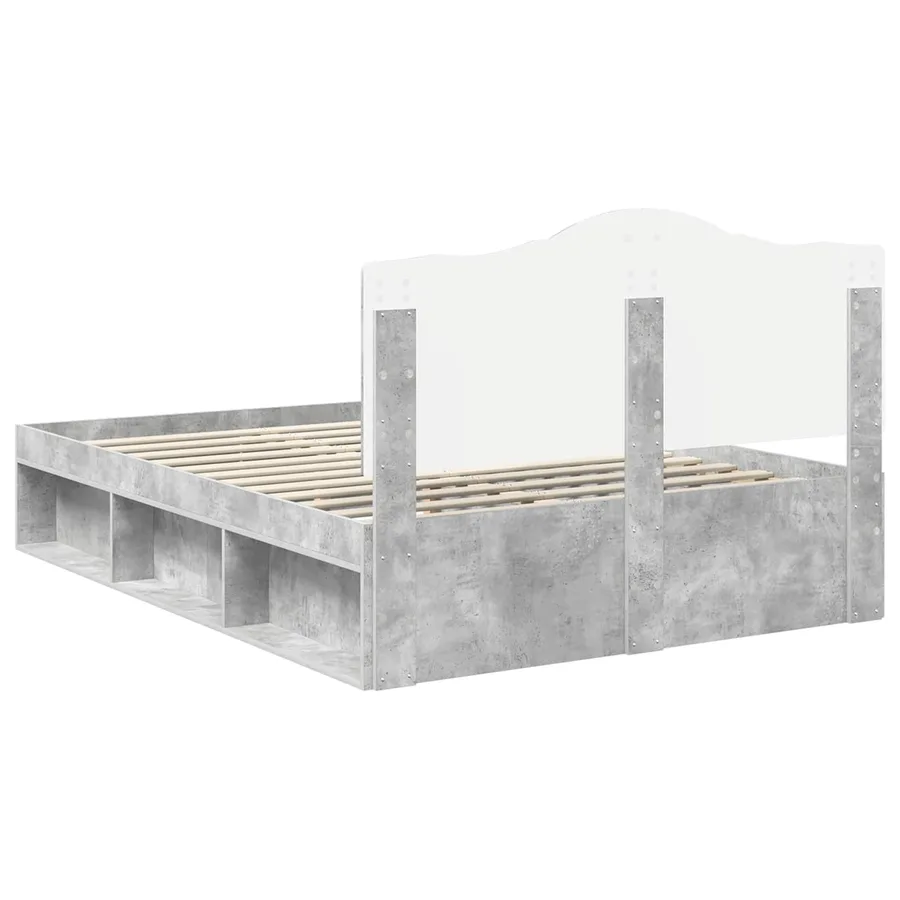 Cadre de lit avec tête de lit Béton 160 x 200 cm Pin massif - 9