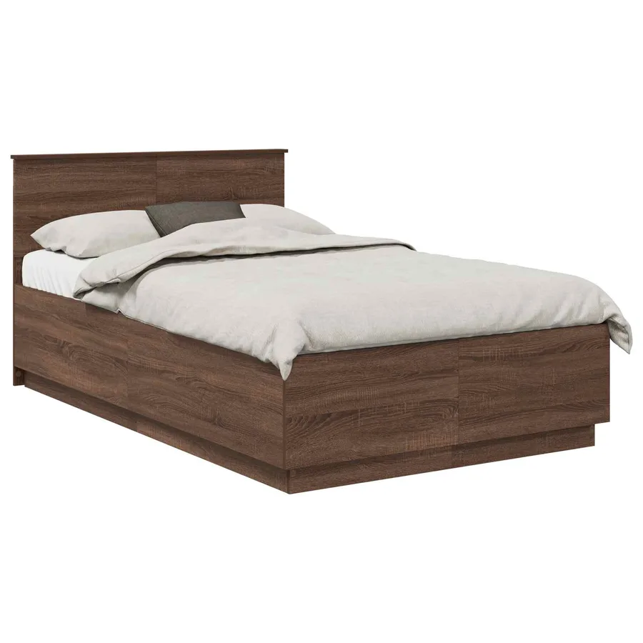 Cadre de lit Chêne brun 135 x 190 cm Bois d'ingénierie - 3