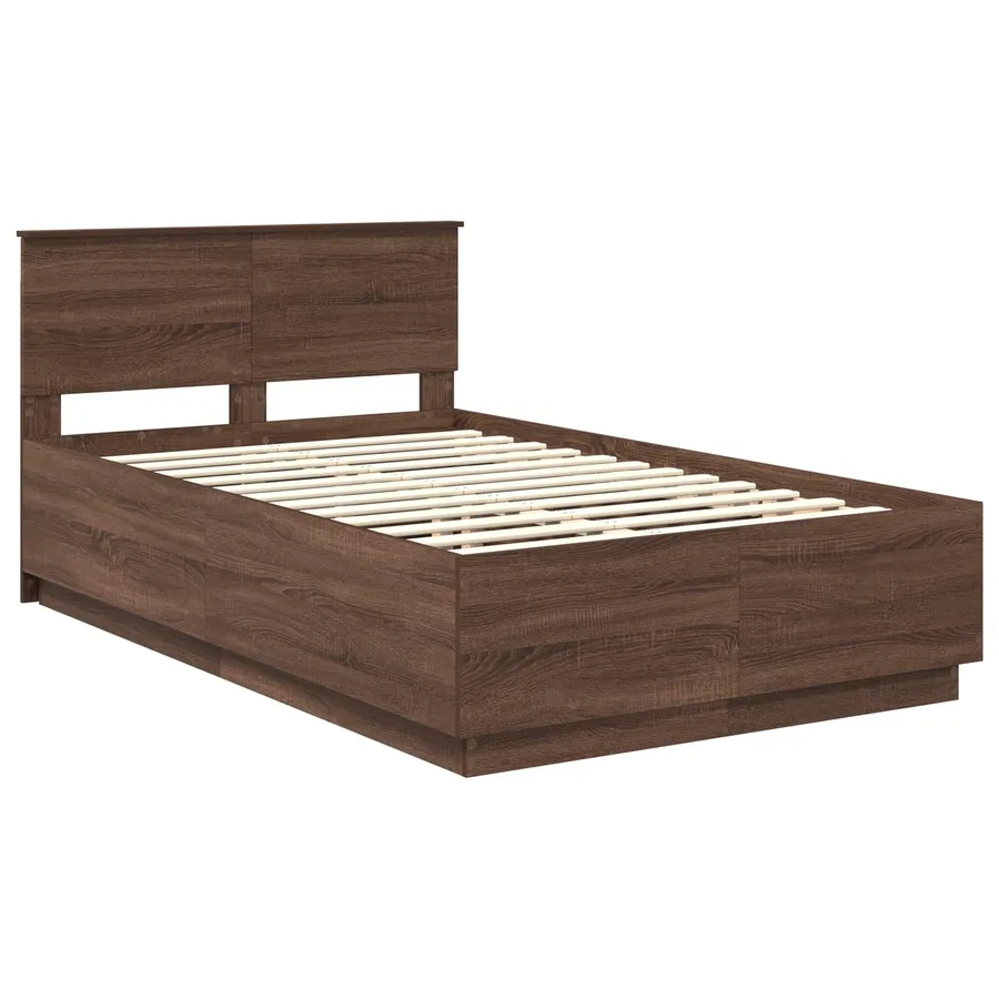 Cadre de lit Chêne brun 135 x 190 cm Bois d'ingénierie - 5
