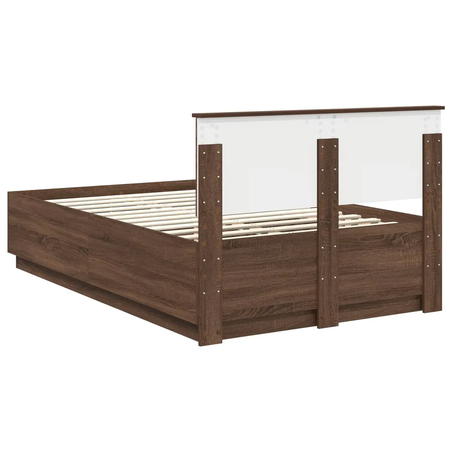 Cadre de lit Chêne brun 135 x 190 cm Bois d'ingénierie - 8