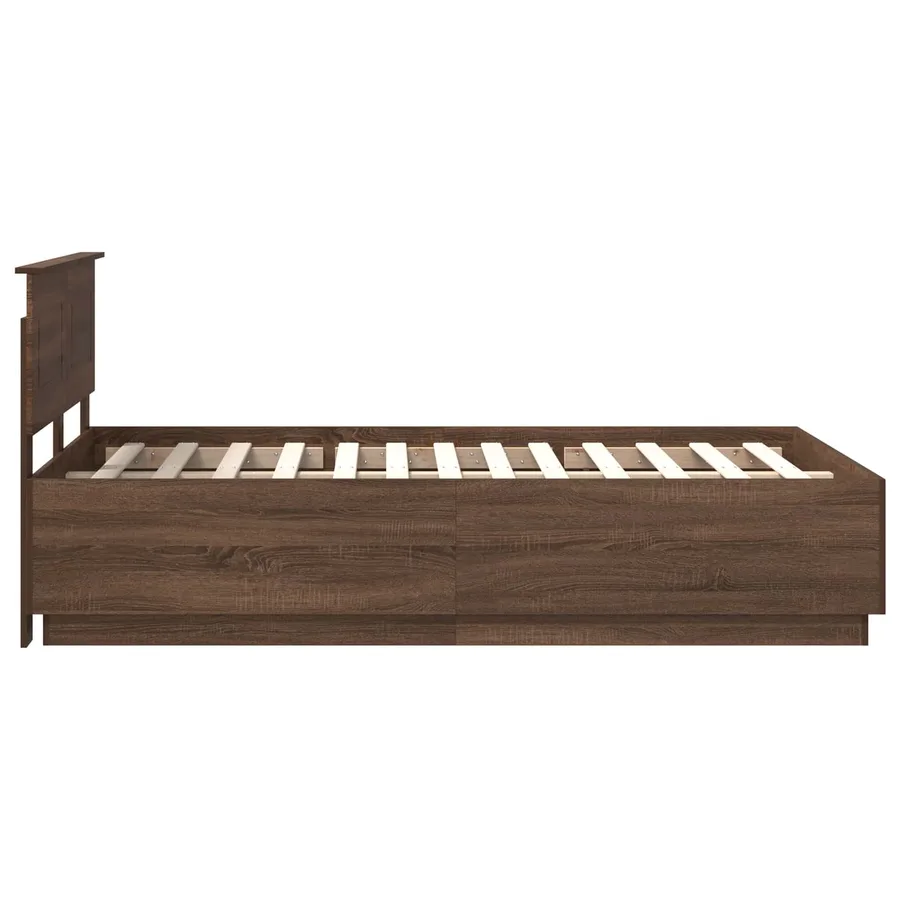 Cadre de lit Chêne brun 135 x 190 cm Bois d'ingénierie - 9
