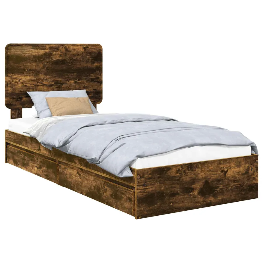 Lit de Rangement Chêne fumé 75 x 190 cm Bois d'ingénierie - 2
