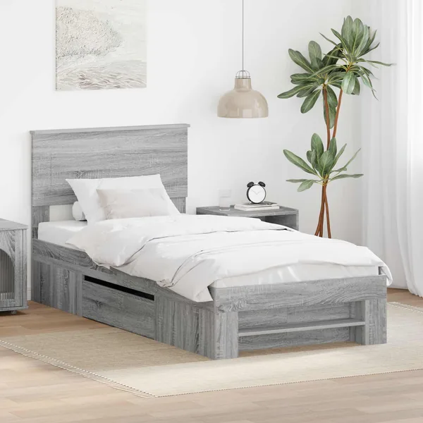 Cadre de lit Gris Sonoma 100 x 200 m Bois d'ingénierie