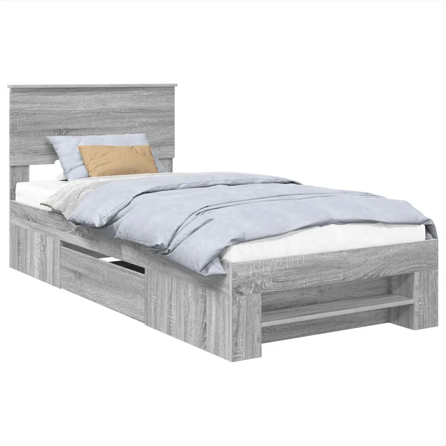 Cadre de lit Gris Sonoma 100 x 200 m Bois d'ingénierie - 2