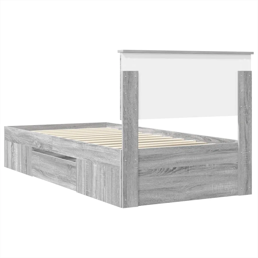 Cadre de lit Gris Sonoma 100 x 200 m Bois d'ingénierie - 8