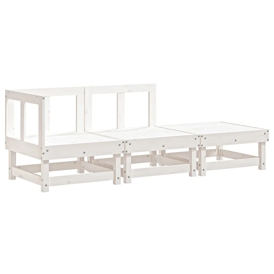 Salon de jardin 3 pcs blanc bois massif de pin - 2
