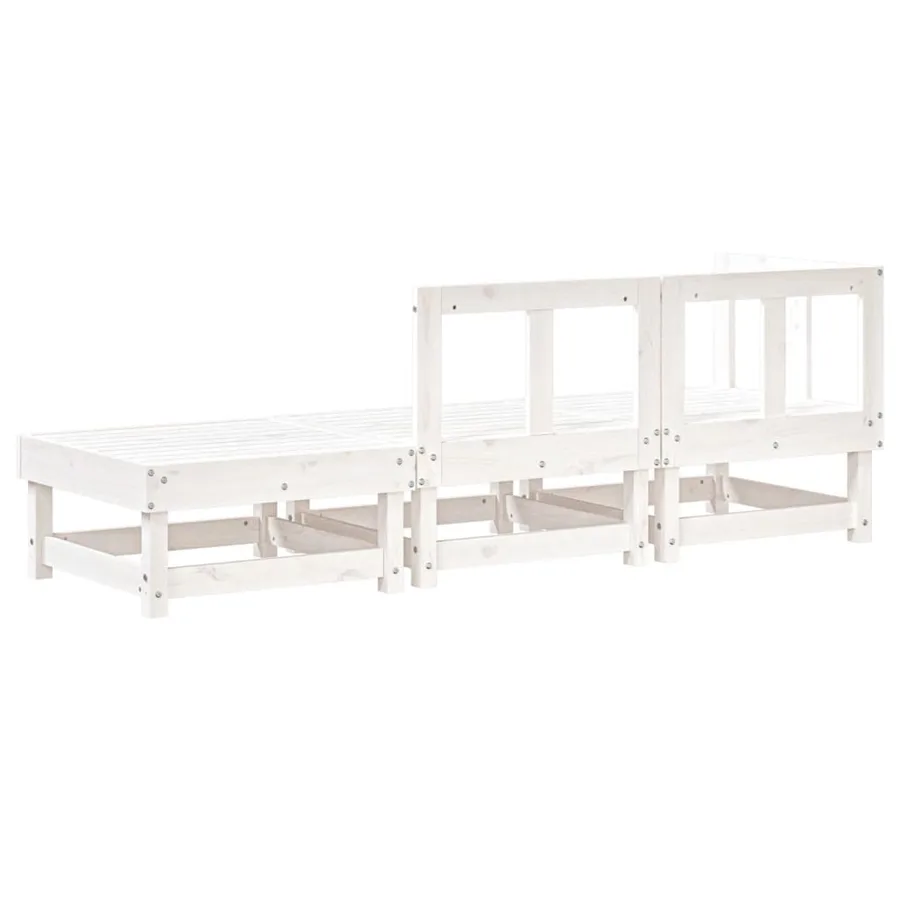 Salon de jardin 3 pcs blanc bois massif de pin - 3