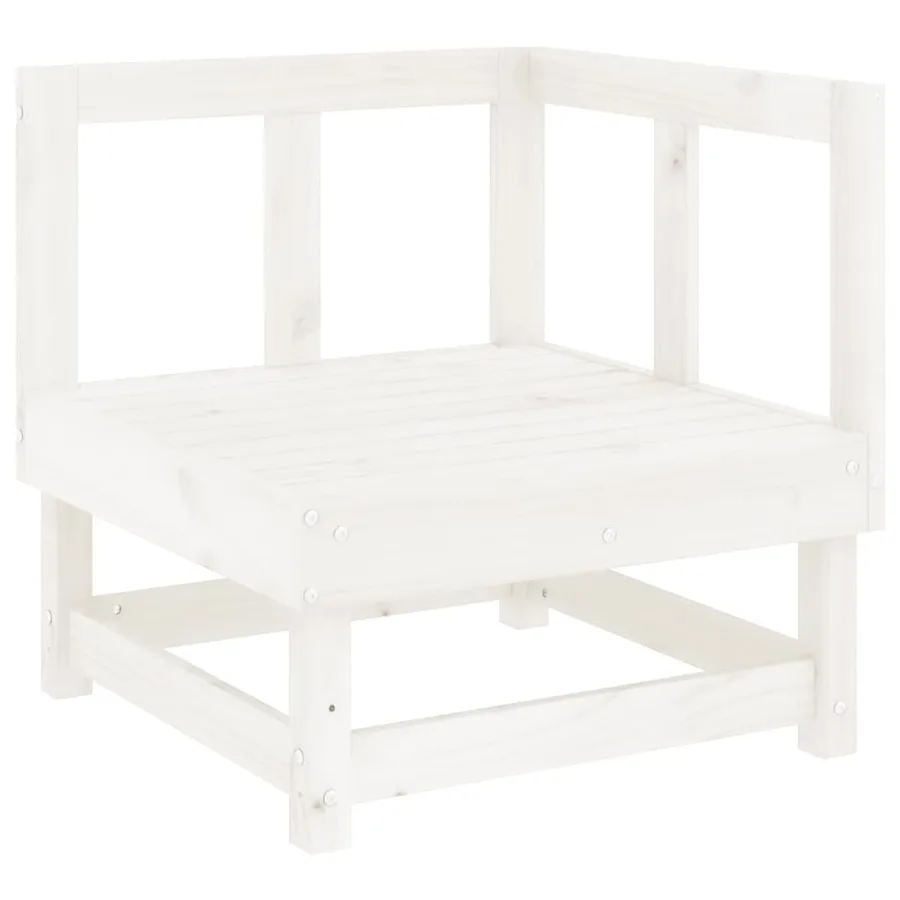 Salon de jardin 3 pcs blanc bois massif de pin - 5