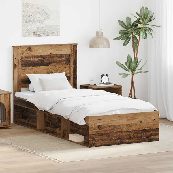 Cadre de lit Bois ancien 90 x 190 cm Pin massif