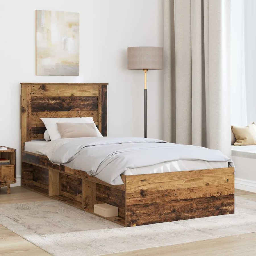 Cadre de lit Bois ancien 90 x 190 cm Pin massif - 3