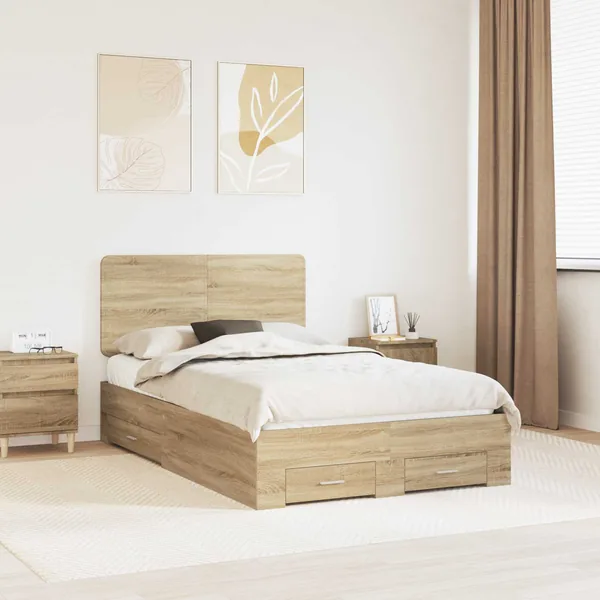 Cadre de lit Chêne Sonoma 120 x 200 cm Bois d'ingénierie