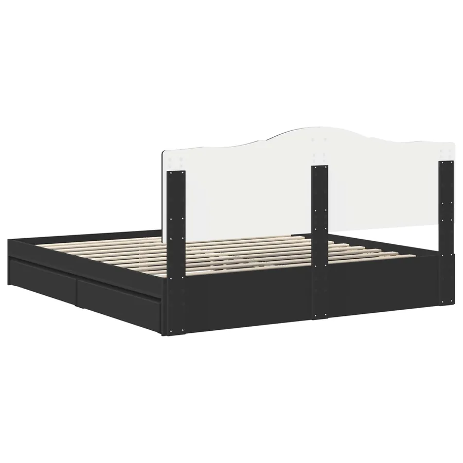 Lit de Rangement Noir 200 x 200 cm Bois d'ingénierie - 10