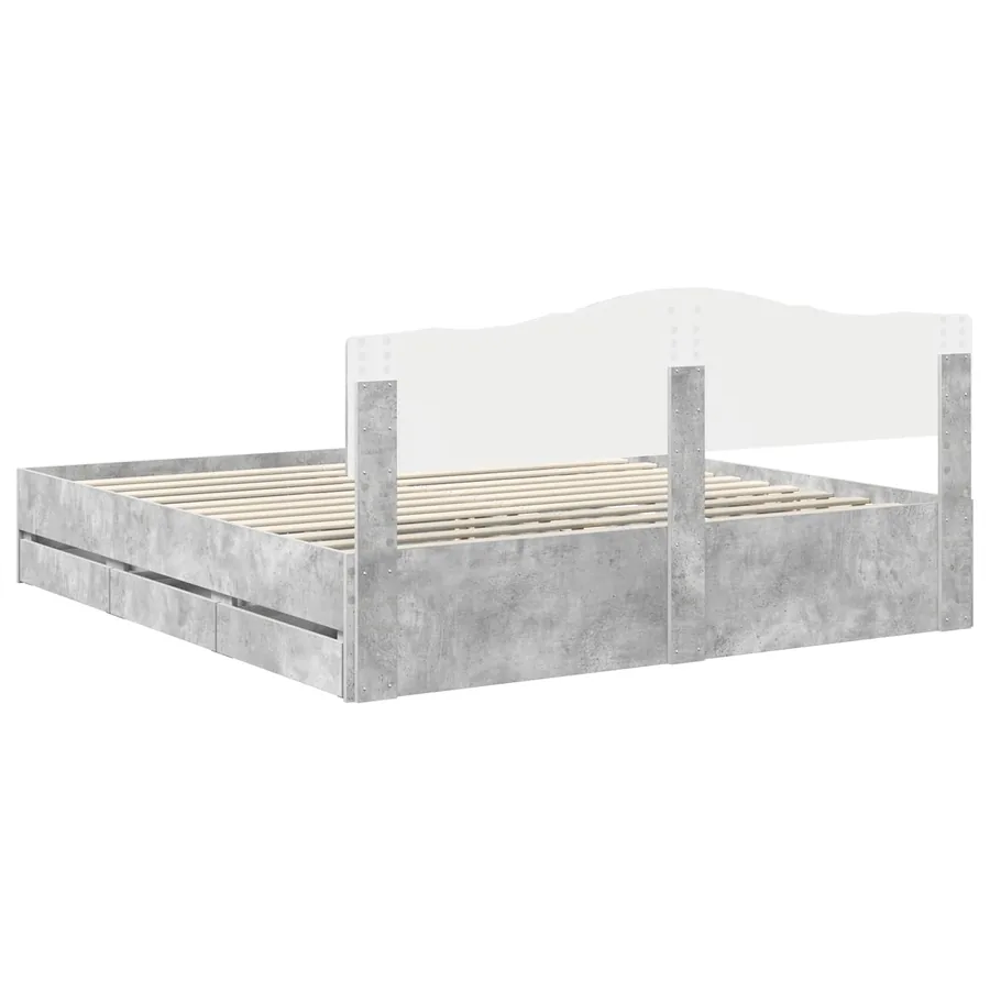 Cadre de lit Gris béton 200 x 200 cm Bois Ingénierie - 10